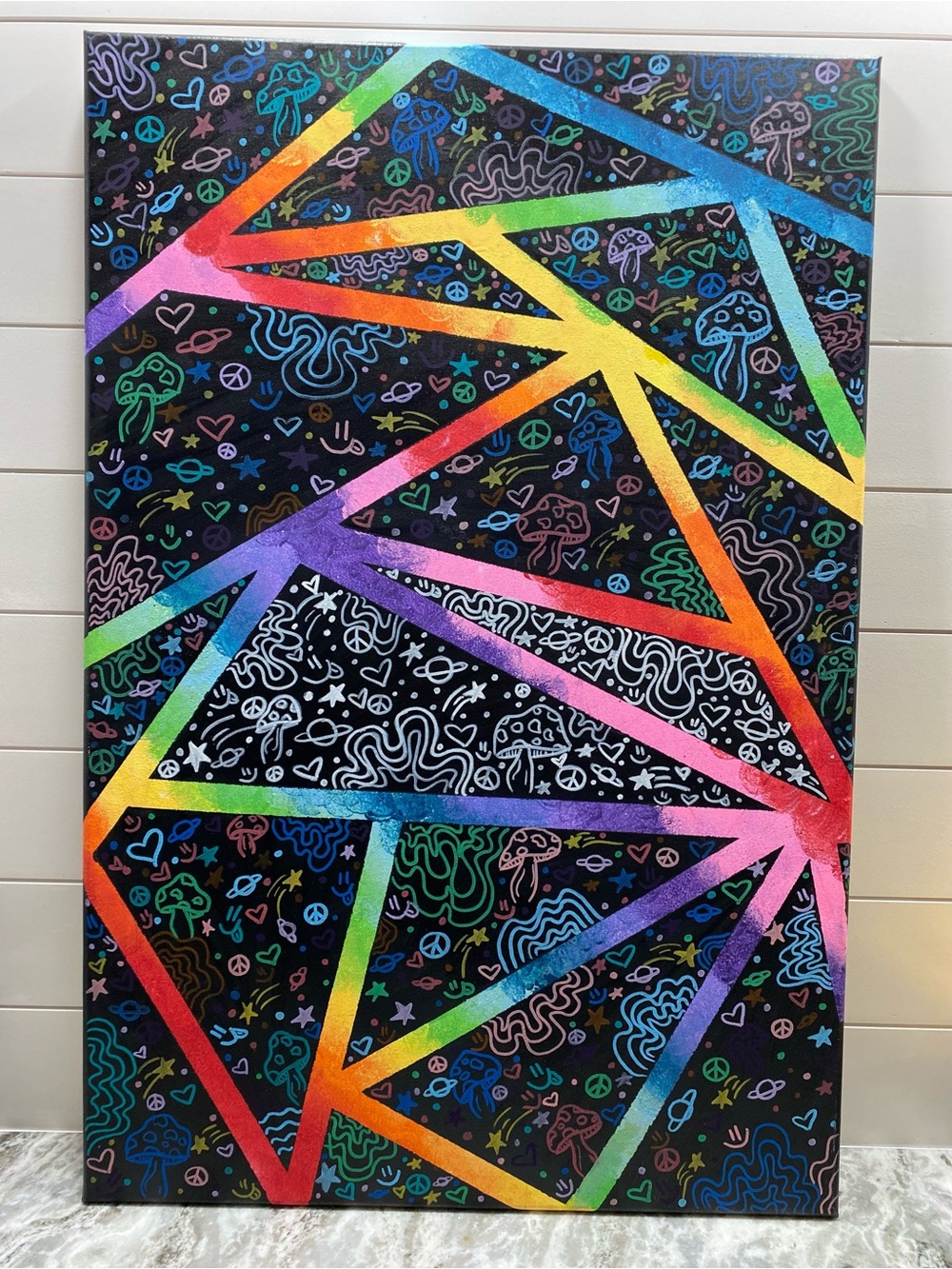 Hand Crafted Geometric Rainbow Art Painting